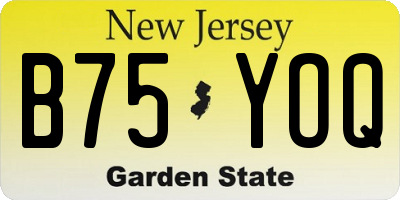 NJ license plate B75YOQ