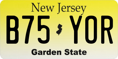 NJ license plate B75YOR