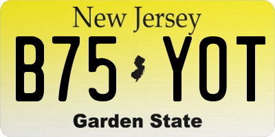 NJ license plate B75YOT