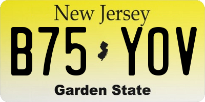 NJ license plate B75YOV