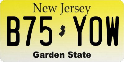 NJ license plate B75YOW