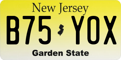 NJ license plate B75YOX