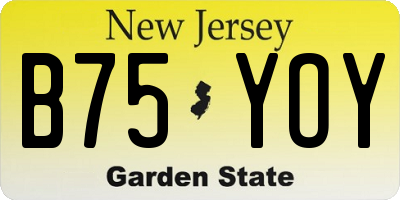 NJ license plate B75YOY