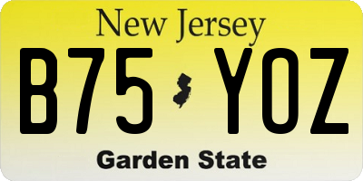 NJ license plate B75YOZ