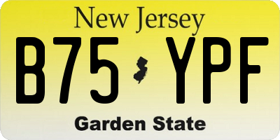 NJ license plate B75YPF