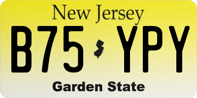 NJ license plate B75YPY