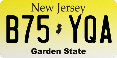 NJ license plate B75YQA