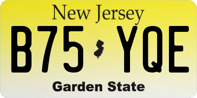 NJ license plate B75YQE