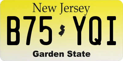 NJ license plate B75YQI