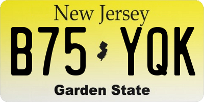 NJ license plate B75YQK