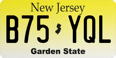 NJ license plate B75YQL