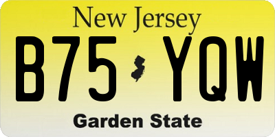 NJ license plate B75YQW