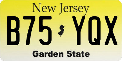 NJ license plate B75YQX