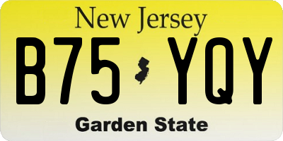 NJ license plate B75YQY