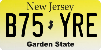 NJ license plate B75YRE
