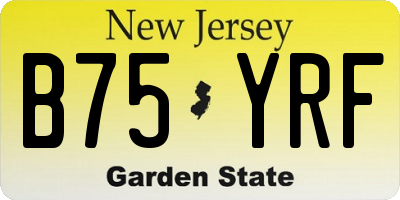 NJ license plate B75YRF