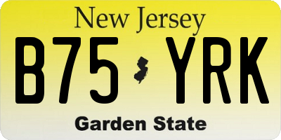 NJ license plate B75YRK