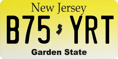 NJ license plate B75YRT