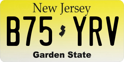 NJ license plate B75YRV