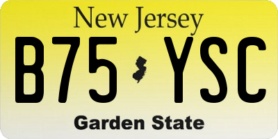 NJ license plate B75YSC