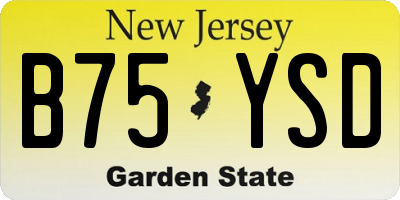 NJ license plate B75YSD