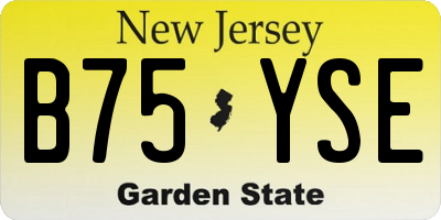 NJ license plate B75YSE