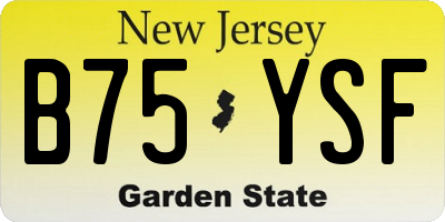 NJ license plate B75YSF