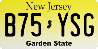 NJ license plate B75YSG