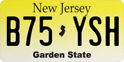 NJ license plate B75YSH