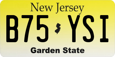 NJ license plate B75YSI