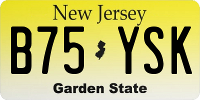 NJ license plate B75YSK