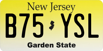 NJ license plate B75YSL