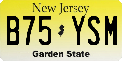 NJ license plate B75YSM