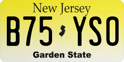 NJ license plate B75YSO