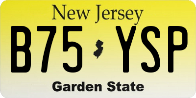 NJ license plate B75YSP