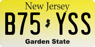 NJ license plate B75YSS
