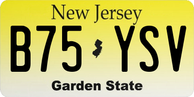 NJ license plate B75YSV