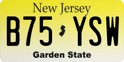 NJ license plate B75YSW