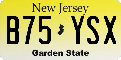 NJ license plate B75YSX