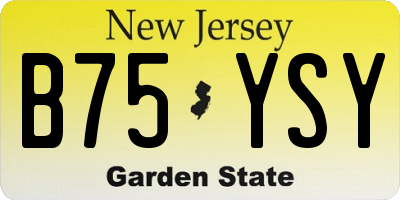 NJ license plate B75YSY