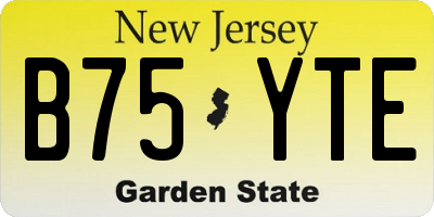 NJ license plate B75YTE