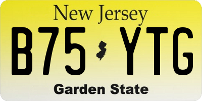 NJ license plate B75YTG