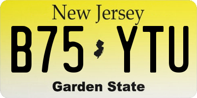 NJ license plate B75YTU