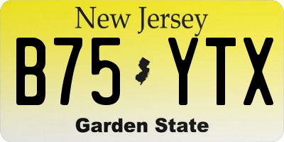 NJ license plate B75YTX