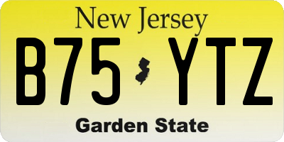 NJ license plate B75YTZ