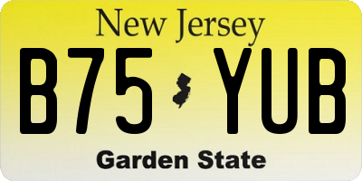 NJ license plate B75YUB
