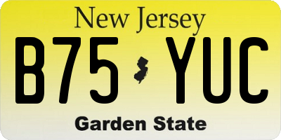 NJ license plate B75YUC