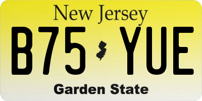 NJ license plate B75YUE