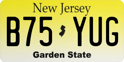 NJ license plate B75YUG