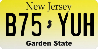 NJ license plate B75YUH